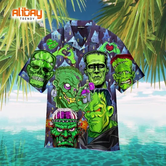 Discover The Heart Of Frankenstein Halloween Trendy Hawaiian Shirt, Unisex Adult, Size S-