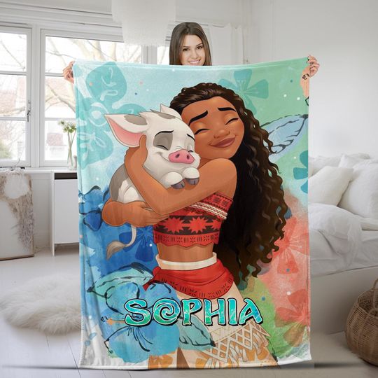 Discover Personalized Moana Blanket Princess Blanket, Baby Name Blanke, Disney Princess Blanket