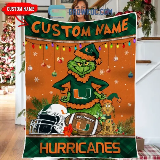 Miami funny character Merry Christmas Light Hurricanes Personalized Fleece Blanket