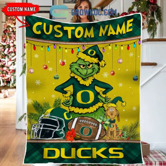 Oregon funny character Merry Christmas Light Ducks Personalized Fleece Blanket