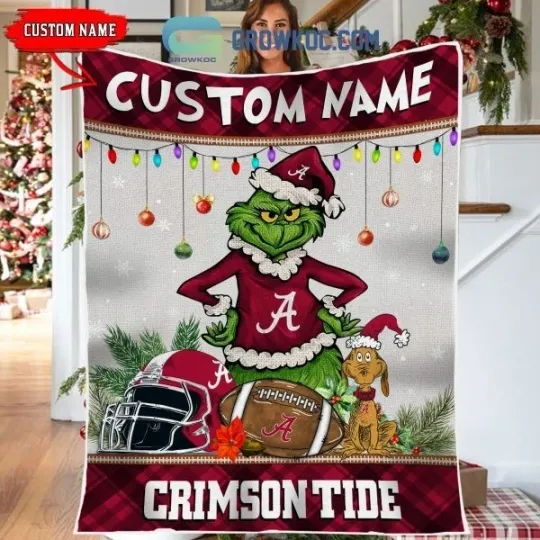 Albm funny character Merry Christmas Light Crimson Personalized Fleece Blanket