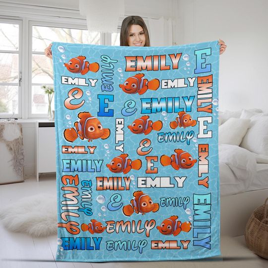 Personalized Finding Nemo Sherpa Blanket | Soft & Cozy Finding Dory Plush Blanket
