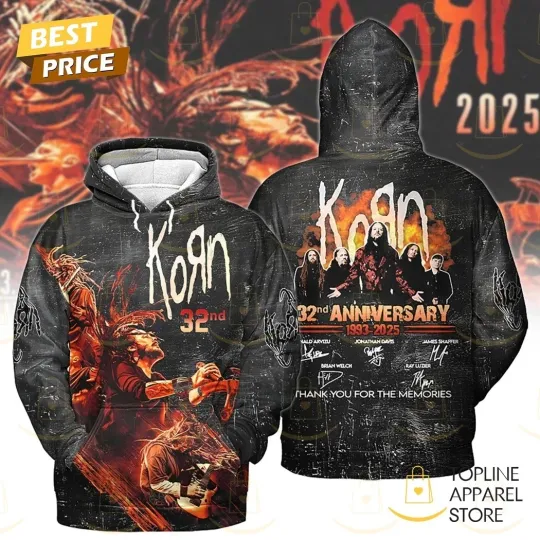 Discover K0rn 32nd Anniversary 1993-2025 Thank You Hoodie
