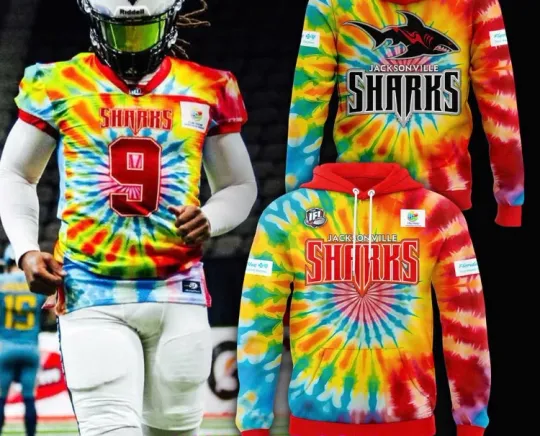 Discover Jack-son-ville Sharks Tie-Dye 2025 Hoodie 3D All over print
