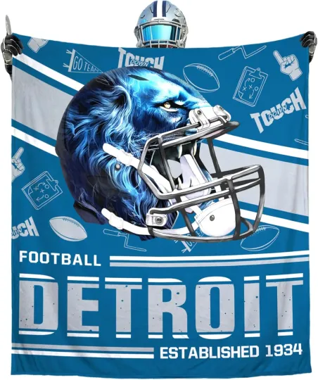 Discover Football Style Football Throw Blanket Gift for Team Fans Soft Fleece Flannel Bla