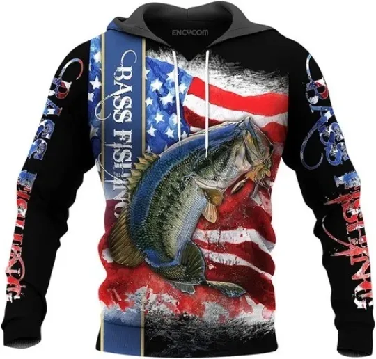 Discover Bass Fishing Hunting 3D Printed Hoodie all over print