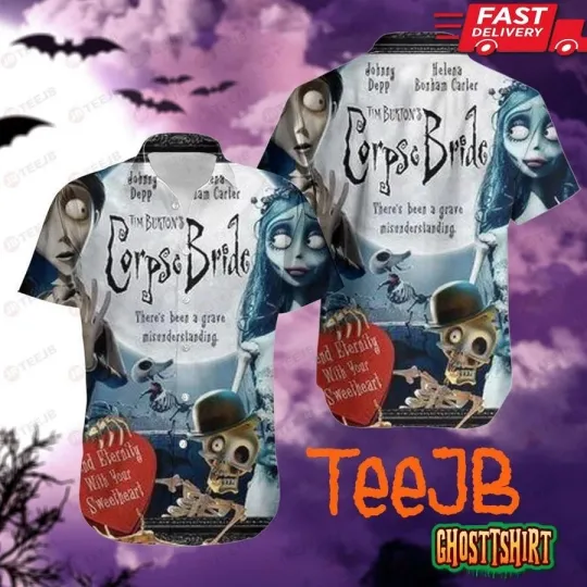 Skull Heart Emily The Corpse Bride Halloween Hawaiian Shirt