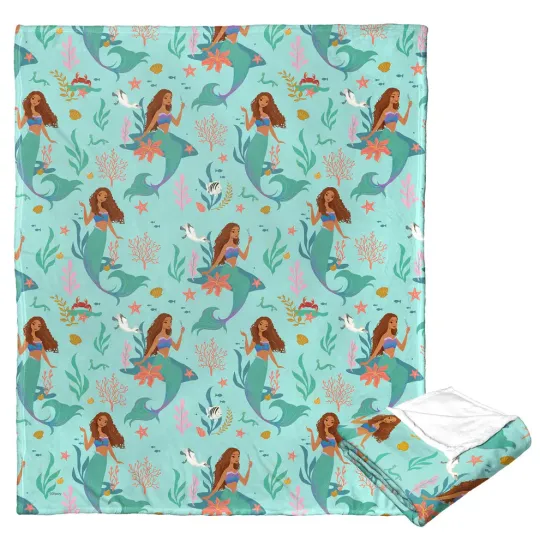 Discover Disney Little Mermaid Seaform Sweetheart Cozy Fleece Blanket