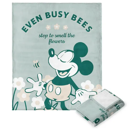 Discover Disney Mickey Mouse Even Busy Bees Stop To Smell The Flowers Cozy Fleece Blanket