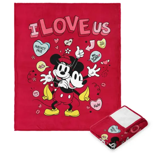 Discover Disney Mickey Mouse I Love Us Valentine Cozy Fleece Blanket