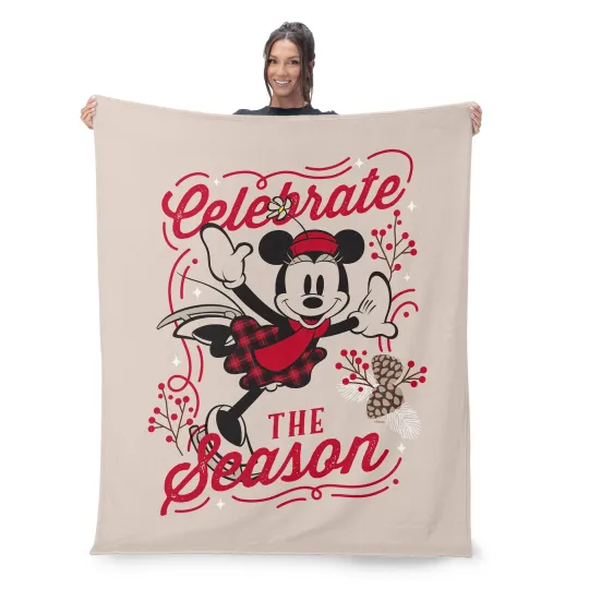 Discover Disney Mickey & Friends Celebrate Disneyland Christmas Holiday Fleece Blanket