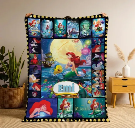 Discover Personalized The Little Mermaid Blanket, Ariel Princess Custom Fleece Blanket
