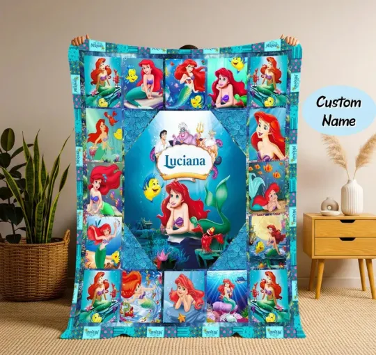 Discover Personalized The Little Mermaid Disney Fleece Blanket