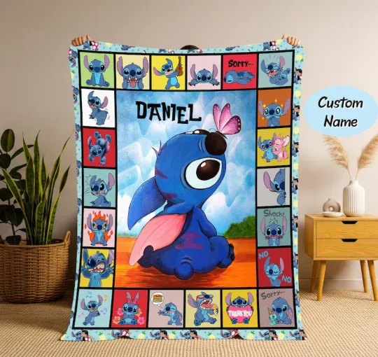 Discover Personalized Stitch LiLo Custom Name Lilo And Stitch Fleece Blanket