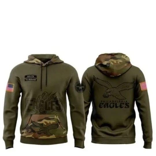 Discover Eagles Camo 2025 Salute to Service Hoodie All sizes