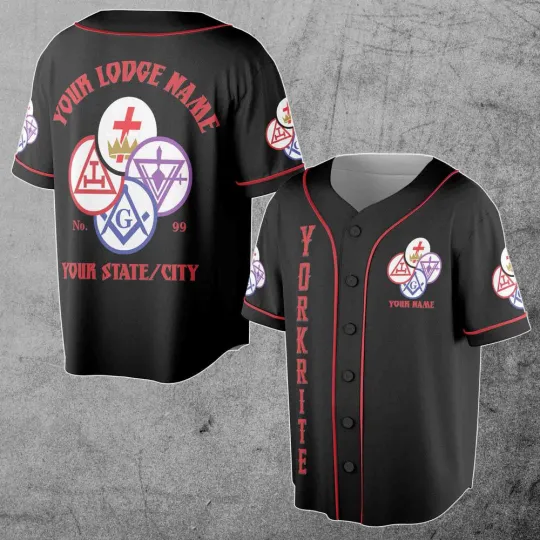 Discover Custom Lodge Name York Rite Masonic Freemasonary Freemason Baseball Jersey
