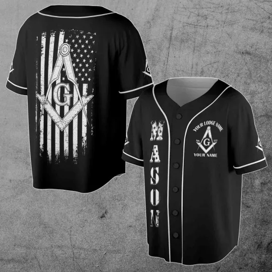Discover Masonic American Flag Square and Compass - Freemason Baseball Jersey