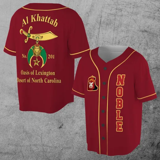 Discover Personalize Temple Name Red Shriners Noble Masonic 3D Baseball Jersey