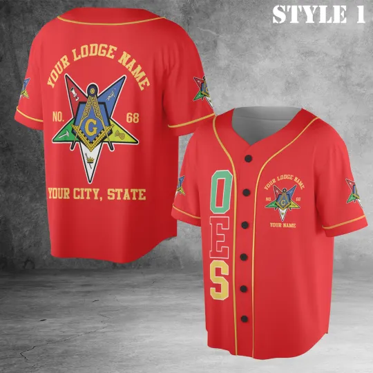 Custom Name Order of the Eastern Star Masonic Lodge OES Jersey Shirt