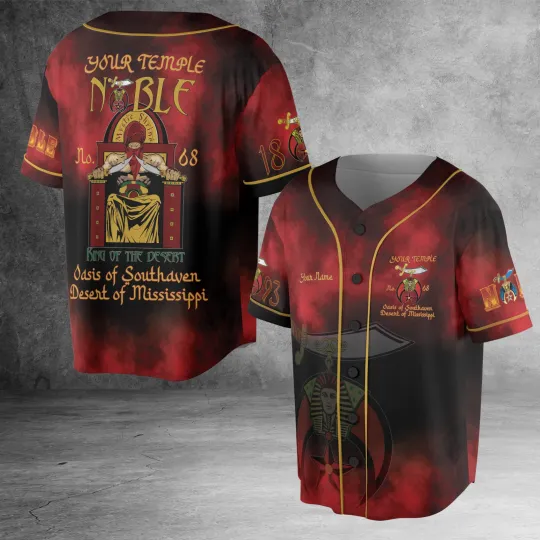 Discover Custom Temple Name 1893 Shriners Noble Mystic Shrine 3D Baseball Jersey
