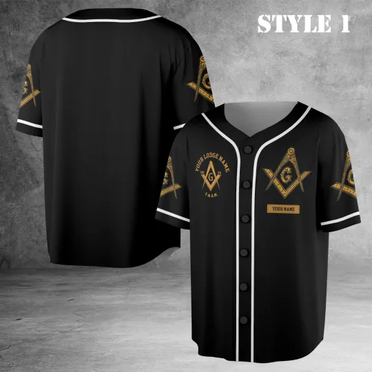 Discover Custom Lodge Name, Number, Your Name Freemason 3D All AOP Baseball Jersey Shirt