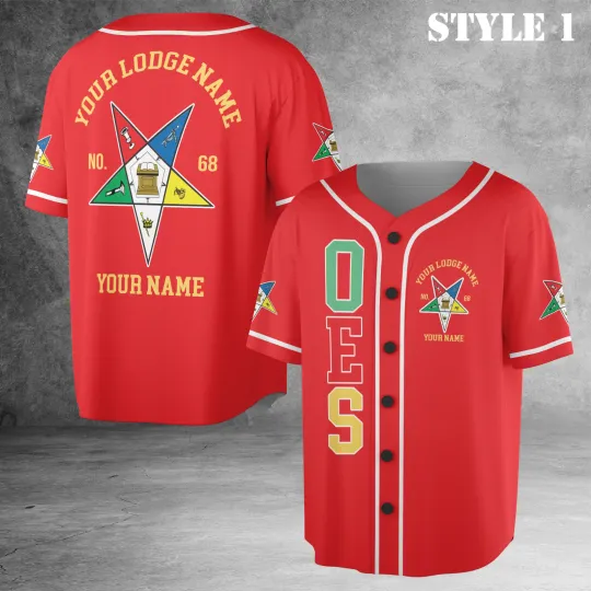 Custom Name Order of the Eastern Star Masonic Lodge OES Jersey Shirt