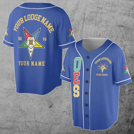 Custom Name Order of the Eastern Star Masonic Lodge OES Baseball Jersey