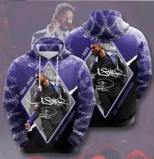 Discover Usher Singer Anniversary 3D Pullover Hoodie All over print