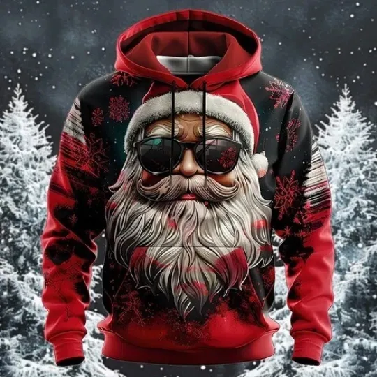 Discover Christmas Mens Santa Claus 3D Hoodies Santa Claus Fashion 3D