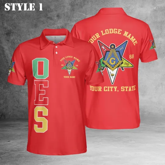 Custom Name Order of the Eastern Star Masonic Lodge OES 3D Polo Shirt