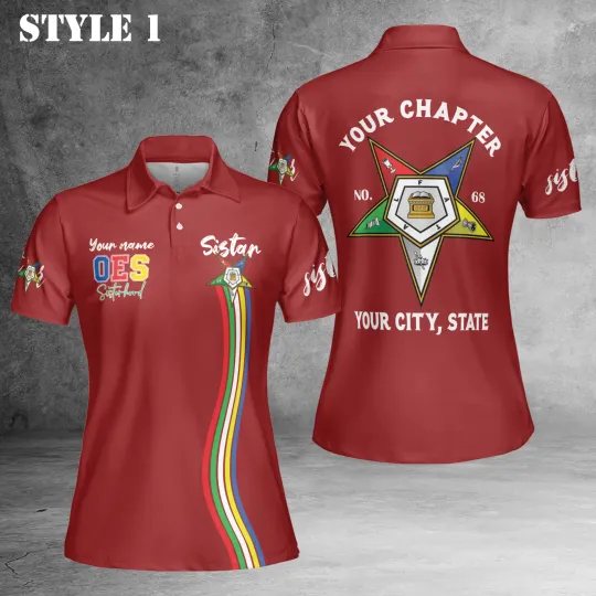Custom Name OES Order of the Eastern Star Sistar Freemasonry 3D Women Polo