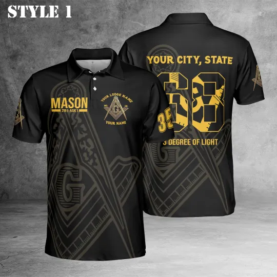 Discover Custom Lodge Name Freemasonry 2B1 Ask1 Mason 3D Polo Shirt