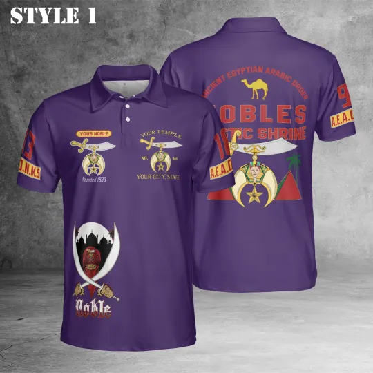Discover Custom Temple, Name Shriners Nobles Mystic Shrine 3D Polo Shirt