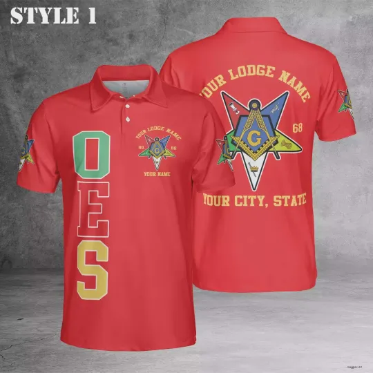 Custom Name Order of the Eastern Star Masonic Lodge OES 3D Polo Shirt
