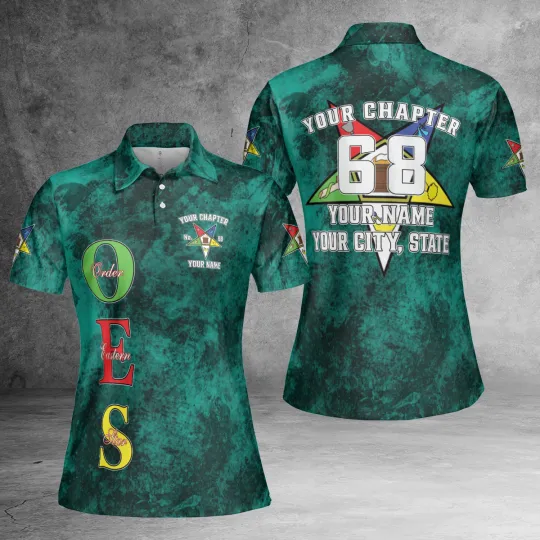 Custom Chapter OES Order of the Eastern Star Freemasonry 3D Women Polo