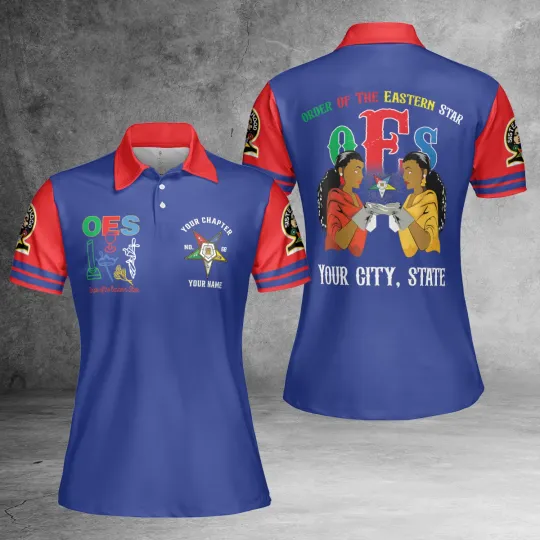 Custom Chapter OES Order of the Eastern Star Sisterhood 3D Women Polo