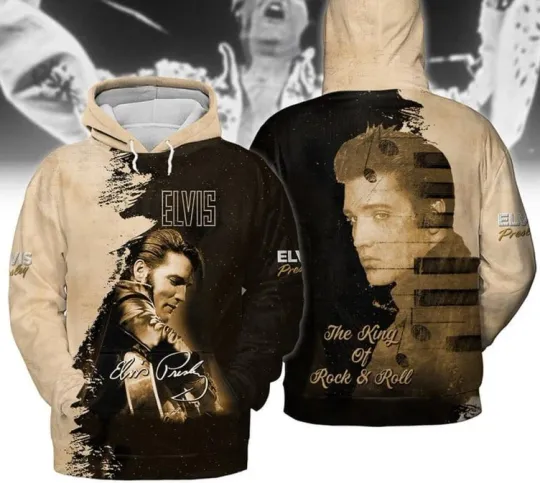 Discover Elvs Presley King Of Rock And Roll Golden Era Hoodie
