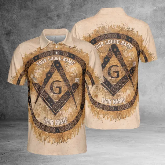 Discover Personalized Lodge Name Freemason Square and Compass Mason 3D Polo Shirt S-5XL