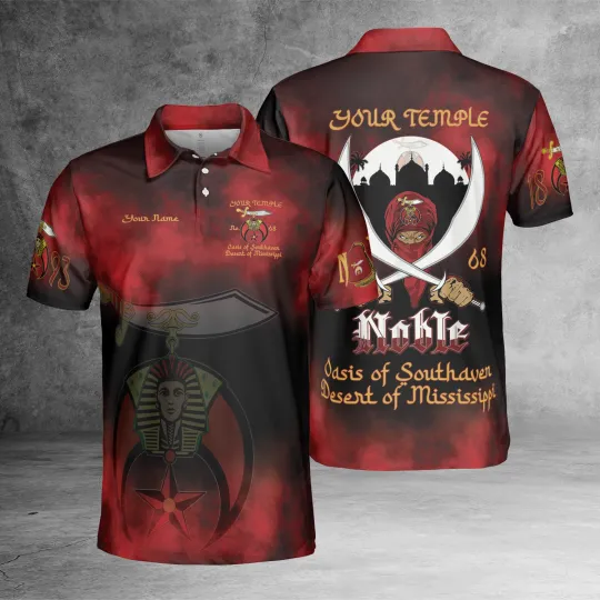 Discover Custom Name Nobles 1893 Of The Mystic Shrine AEAONMS 3D Polo Size S-5XL