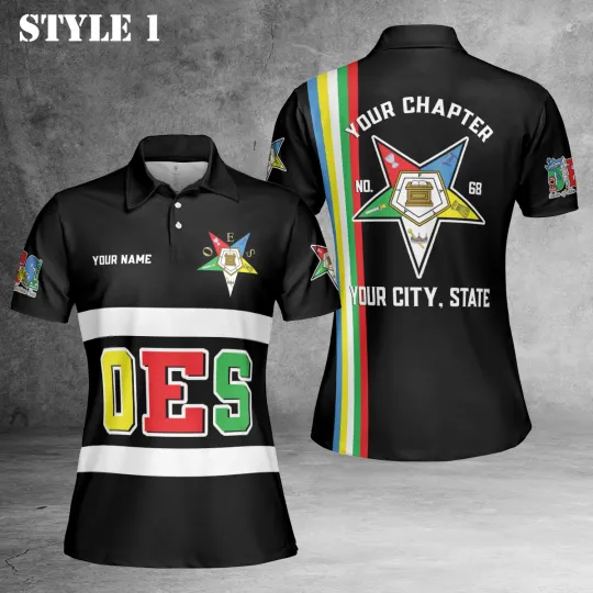 Personalized Chapter PHA OES Order of Eastern Star Freemason 3D Women Polo