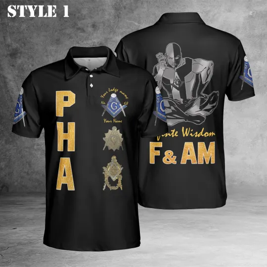 Discover Custom Lodge Name Number Freemason PHA Infinite Wisdom 3D Polo Shirt