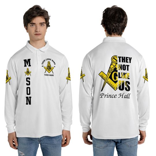 Discover Customized PHA Freemason They Not Like Us Prince Hall Long Sleeve Polo Shirt