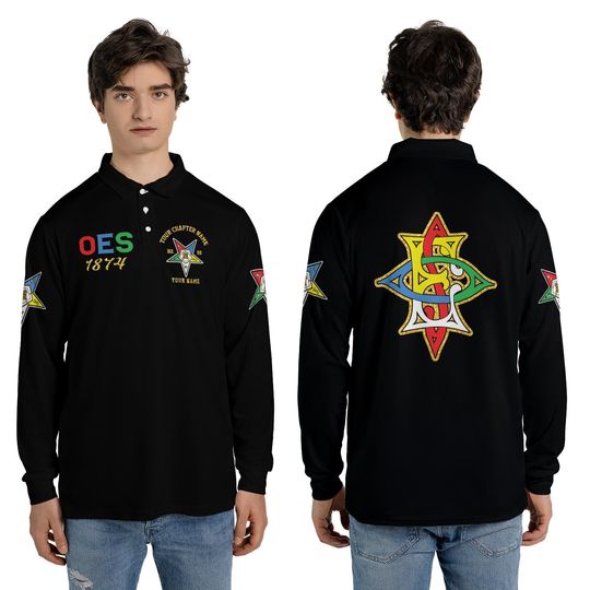 Custom OES 1874 Order Of Eastern Star Unisex Long Sleeve Polo Shirt