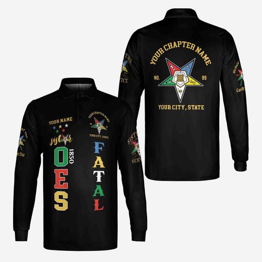 Custom 1850 OES Order Of The Eastern Star Unisex Long Sleeve Polo Shirt