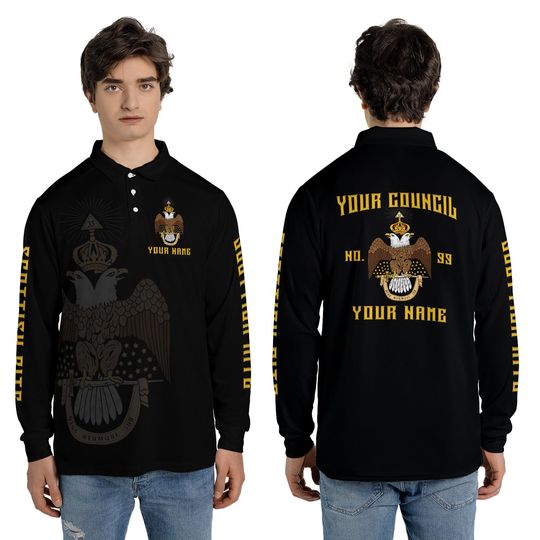 Discover Customized Rite of Scottish 33 Wings Down Long Sleeve Polo Shirt