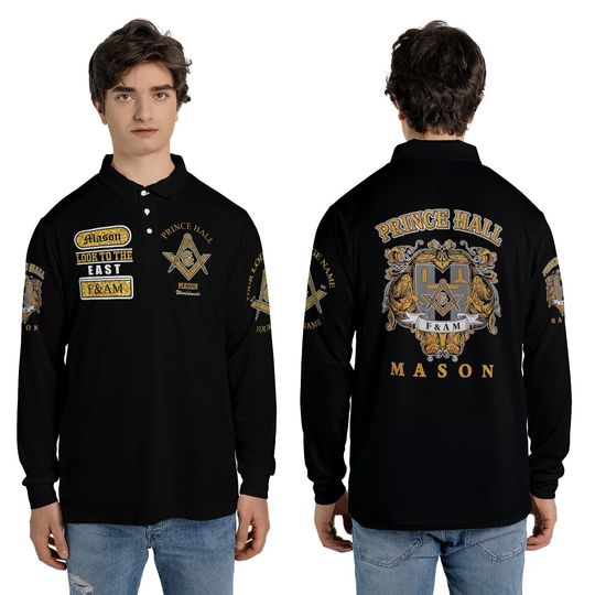 Custom Masonic Long Sleeve Unisex Polo Shirt: Prince Hall Freemasonry