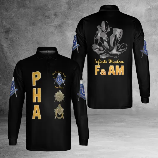 Personalized Freemason PHA Infinite Wisdom 3D Long Sleeve Polo Shirt