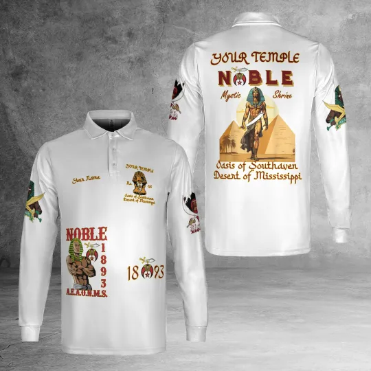 Discover Personalized Nobles 1893 Of The Mystic Shrine Long Sleeve Polo Shirt