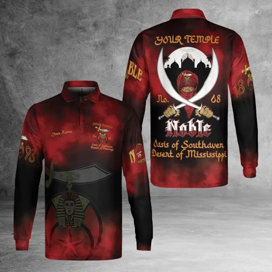 Personalized Nobles 1893 of The Mystic Shrine Long Sleeve Polo Shirt
