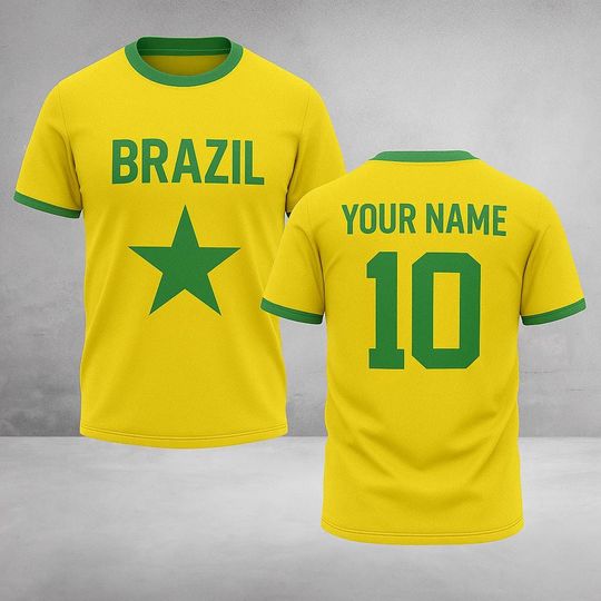 Discover Custom Brazil Soccer Jersey  Personalized Brazilian Flag Shirt with Name and Number